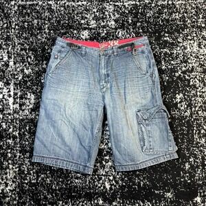 Y2k baggy skater G unit denim cargo shorts size 38